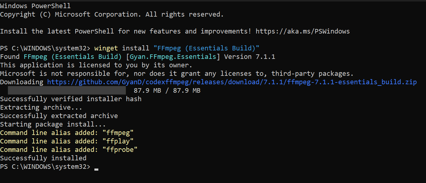 ffmpeg install