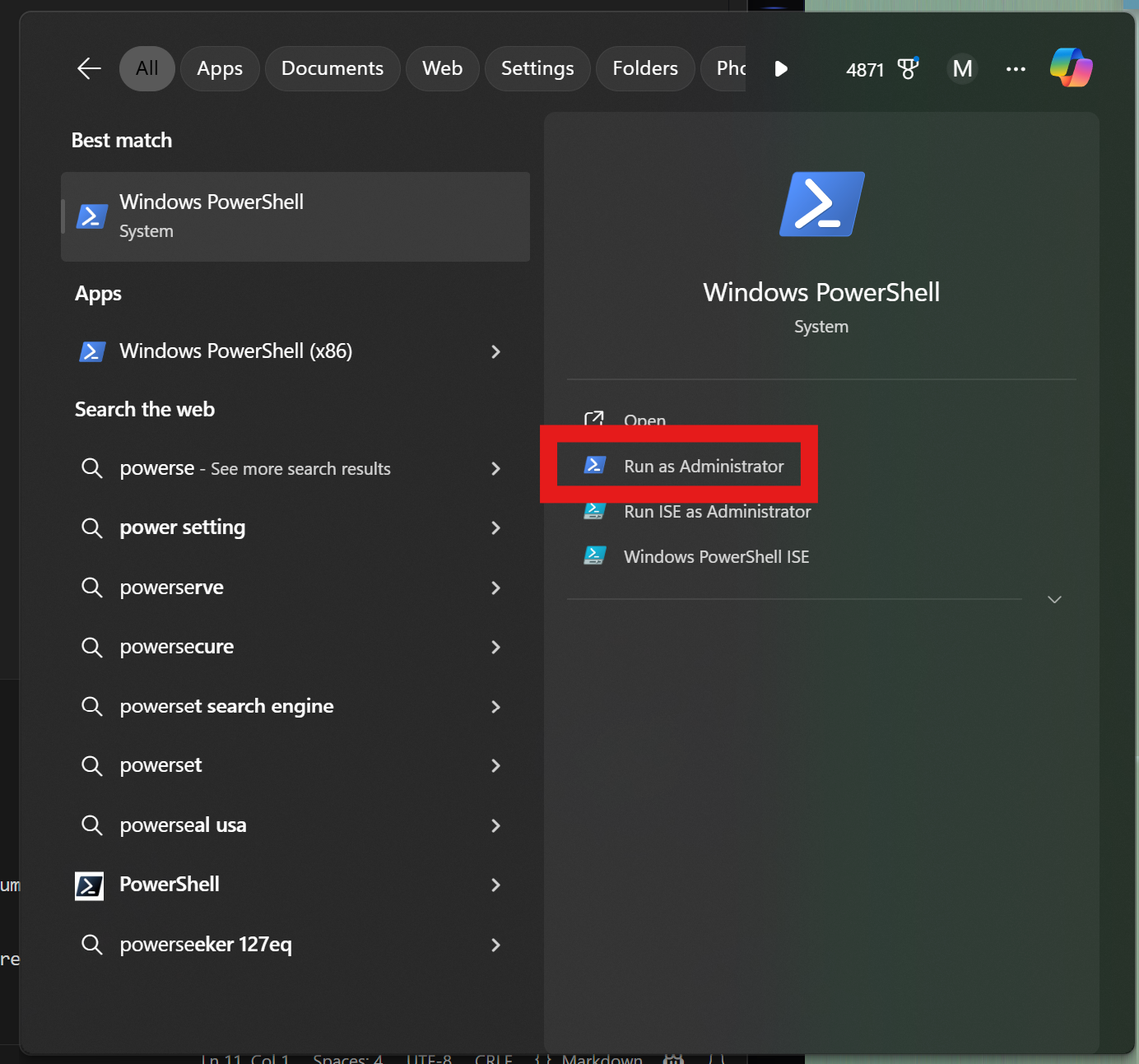 Open powershell